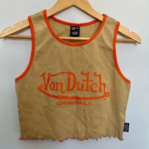 Von Dutch Beige and Orange Tank Top